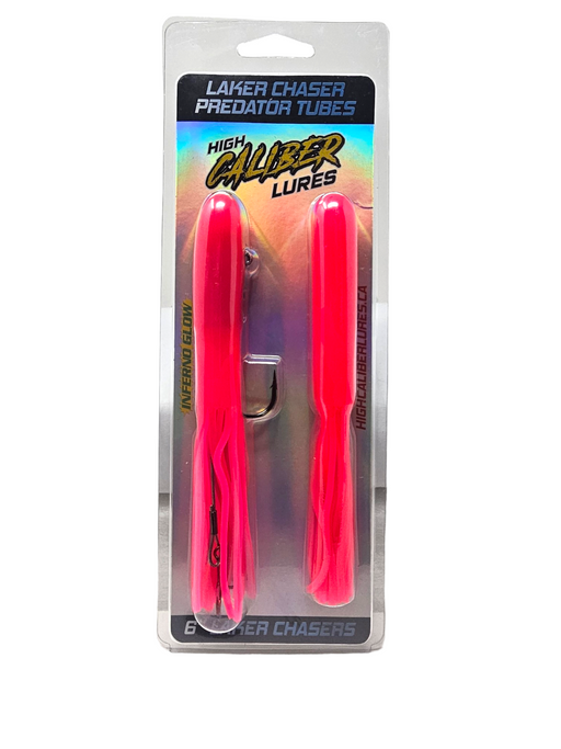 The Laker Chaser Inferno Glow Tubes are a must-have for lake trout fishing. These tube jigs are expertly designed in wicked fish-catching color patterns and glow in the dark to attract lake trout by mimicking what they want and making them highly visible to these elusive giants. Trout tubes with heavy hooks are highly effective for targeting pike, lake trout and muskie.