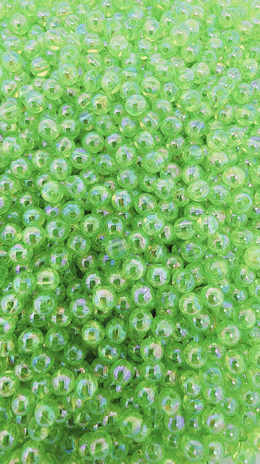lime green 4, 5, 6 mm beads, acrylic transparent spinner rig beads